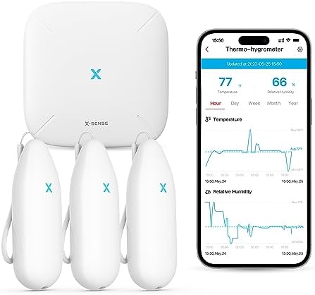 X-Sense Indoor Wi-Fi Thermometer Hygrometer, 3 Sensors & Base Station