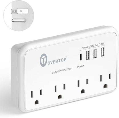 Overtop Wall Outlet Extender,Multi Plug Surge Protector,1800J