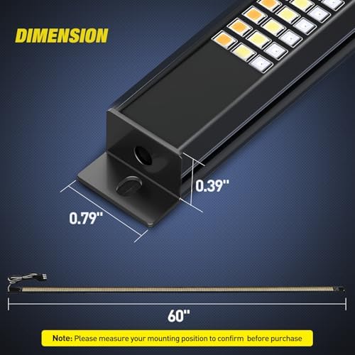 Nilight Truck Tailgate Light Strip 60" Aluminum Frame Triple Row 1200 LED Strip with Red Running Brake Lights White Reverse Light Amber Sequential Turn Signals Strobe Lights，2 Years Warranty