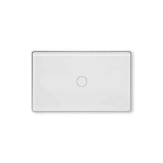 Smart Switch Aluminum Frame,2.5D Glass Panel,4.65 X 2.83 X 1.26 Inches,Need Neutral Wire,2.4GHz WiFi,Work with Tuya/Smart Life,App/Voice Control,White 1 Button