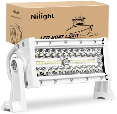 Nilight Marine LED Light Bar Navigation Lights 9.5 Inch White Spot Flood Combo Ponton Boat Deck Dock Lighting for Night Fishing T-top Stern Yacht Port Sailboat Trucks Tractors