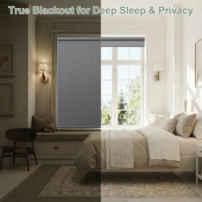 ZSHINE Motorized Blackout Roller Shades Remote Control Rechargeable(82164D)