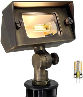 COLOER Brass Rectangular Flood Lights (Bronze) 1 Pack with 3W LED G4 Bulb