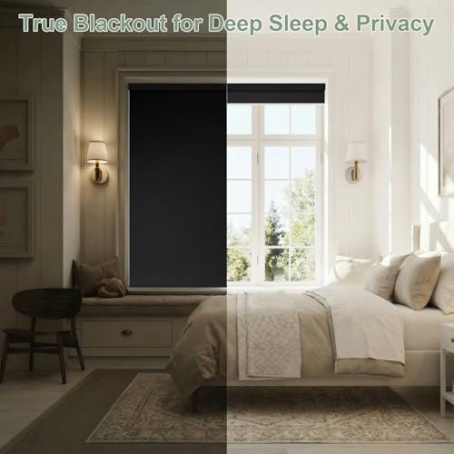 ZSHINE Motorized Blackout Roller Shades Remote Control Rechargeable(82010M)