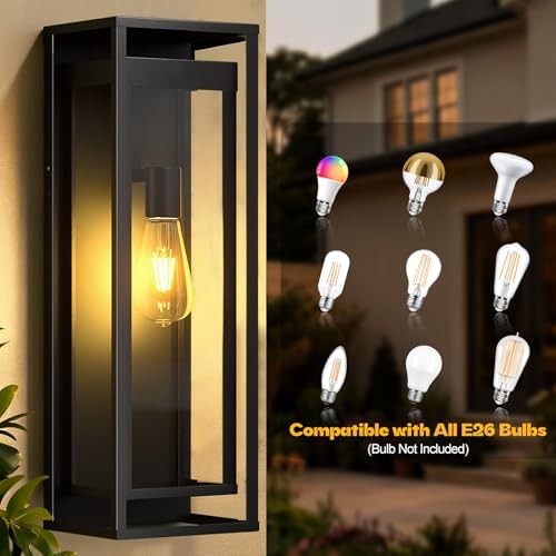 20in Large Outdoor Wall Light Black Modern Sconce Exterior Lighting Fixture