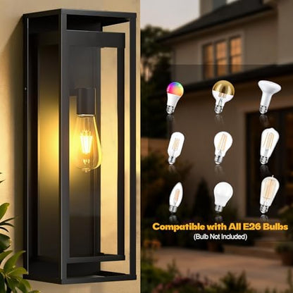 20in Large Outdoor Wall Light Black Modern Sconce Exterior Lighting Fixture
