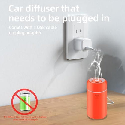 SEEDSEEL 100ML Car Essential Oil Diffuser, Mini Air Humidifier with 7-LED Color Changing, Suitable for Car (Orange)