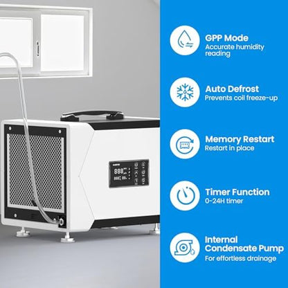 CADPXS 80 Pints Crawl Space/Commercial Dehumidifier with Pump & Drain Hose