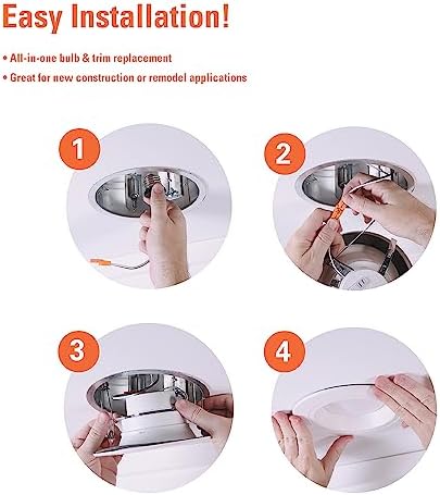HALO RL 5/6 in LED Recessed Light Trim Selectable Color Temperature 2700K 3000K 3500K 4000K 5000K Dimmable Dim to Warm 600 Lumens Wet Location Indoor Outdoor Retrofit Downlight RL56069FSD2W1EWH