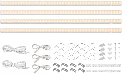 Barrina T5 Grow Lights, Yellow, 2ft 40W (4 x 10W), Full Spectrum, 4 Packs