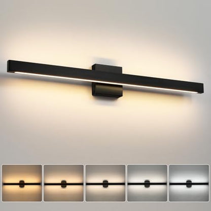 Modern Bathroom Vanity Light Black Bathroom Light Fixture Over Mirror 32 Inch 26W Dimmable 5CCT LED Vanity Light Bar for Bathroom Mirror Cabinets Bedroom