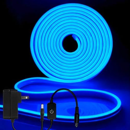 iNextStation Blue LED Light Strip 16.4FT Neon Rope Lights (with DC12V Plug)