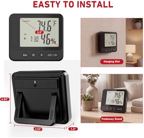 Indoor Camera with Temperature & Humidity Monitor, 4k Indoor WiFi Nanny Cam with Motion Detection, Night Vision, Live View by App, Security Camera for Home, Office, Greenhouse, Garage