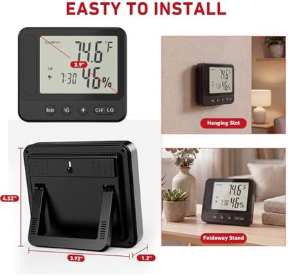 Indoor Camera with Temperature & Humidity Monitor, 4k Indoor WiFi Nanny Cam with Motion Detection, Night Vision, Live View by App, Security Camera for Home, Office, Greenhouse, Garage