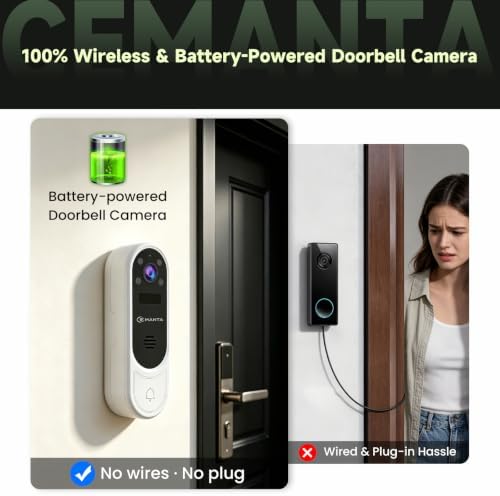 2.5K Video Doorbell Camera Wireless with Chime,Free Cloud Storage