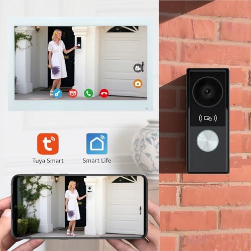 Smart Video doorbell intercom System videophone for Home with 10.1 inch Big Touch Screen, 1080p Night Vision doorbell Camera with Monitor, Tuya APP, Talk, Video Recording, Unlock, Playback