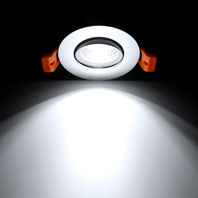LightingWill 2Inch LED Recessed Ceiling Light, 3W Dimmable LED Downlight, Daylight White 5000K-5500K, 60 Beam Angle COB Recessed Lights with Driver, 25W Halogen Bulbs, Silver 6Pack