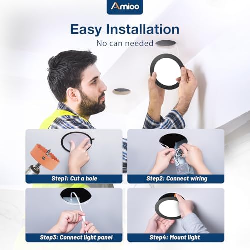 Amico 20 Pack 6 Inch LED Recessed Light with Junction Box, 5CCT, 1050LM