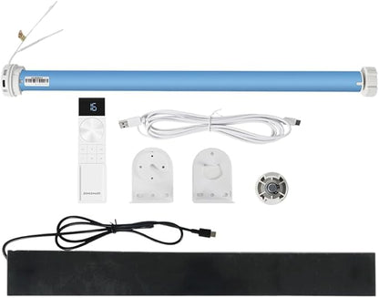 Smart WiFi Blind Motor, 38mm Rechargeable Roller Shade Motor with Built-in 2600mAh Battery, Works with Alexa & Google Home, APP Control, No Hub Required (Motor with Solar Panels and 16-Channel Remote)