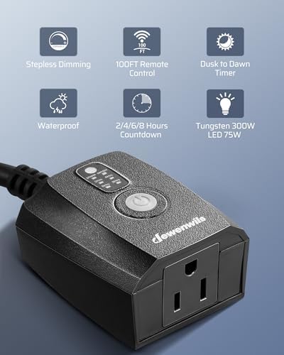 DEWENWILS Dusk to Dawn Outdoor Dimmer Plug with Timer for String Lights