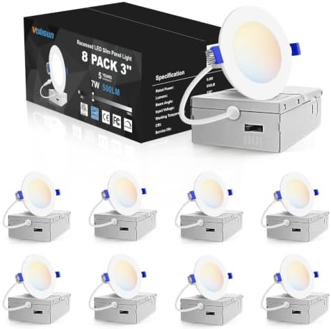 VOLISUN 8 Pack 7 inch Recessed Lighting, 5CCT, 2700K-5000K Selectable
