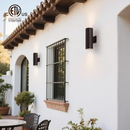 mirrea 14" Modern Outdoor Porch Light 2 Lights, Oil Rubbed Bronze, 2 Pack