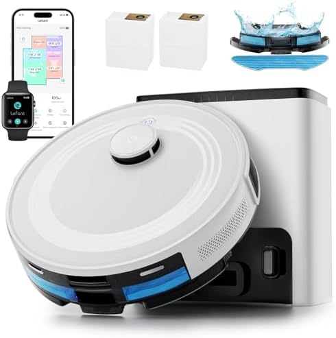 Lefant Robot Vacuum and Mop,75-Day Self-Emptying,6000Pa Powerful Suction,Customized Cleaning,Home Mapping, 140 Min Runtime, 2.4G/5G WiFi/Alexa/APP/iWatch,M2 Plus