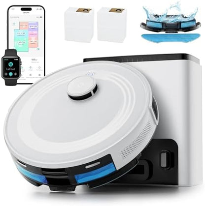 Lefant Robot Vacuum and Mop,75-Day Self-Emptying,6000Pa Powerful Suction,Customized Cleaning,Home Mapping, 140 Min Runtime, 2.4G/5G WiFi/Alexa/APP/iWatch,M2 Plus