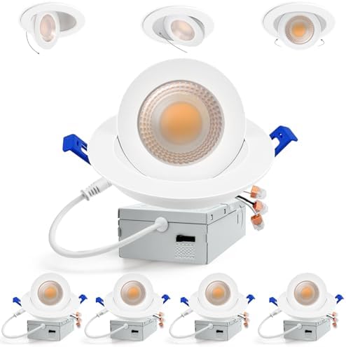 Adetu 4 Pack 4 inch 5CCT LED Eyeball Gimbal Recessed Light, 10W=95W, 982LM