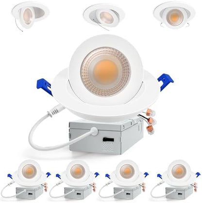 Adetu 4 Pack 4 inch 5CCT LED Eyeball Gimbal Recessed Light, 10W=95W, 982LM