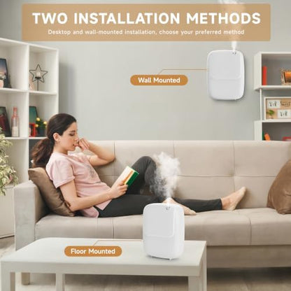 Waterless Essential Oil Diffuser — 3000sq.ft Smart Scent Air Machine with Cold Air Tech, App+Panel Control for Large Home Office Hotel Spa, Wall Mount 400ml (White)