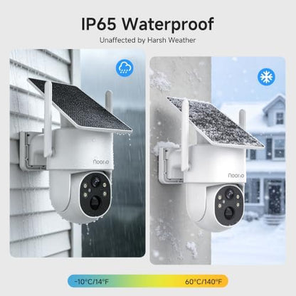 Noorio Solar Camera Outdoor Wireless, 2K 4MP Color Night Vision 2-Way Audio