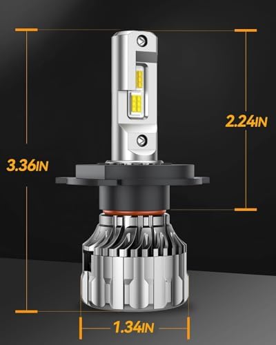 SEALIGHT 70000LM Super Bright H4 Bulbs, 6500K Cool White Fog Bulbs, 70000+ Hours Lifespan Powersport Bulbs with 15000RPM Cooling Fan, Plug-N-Play, Pack of 2