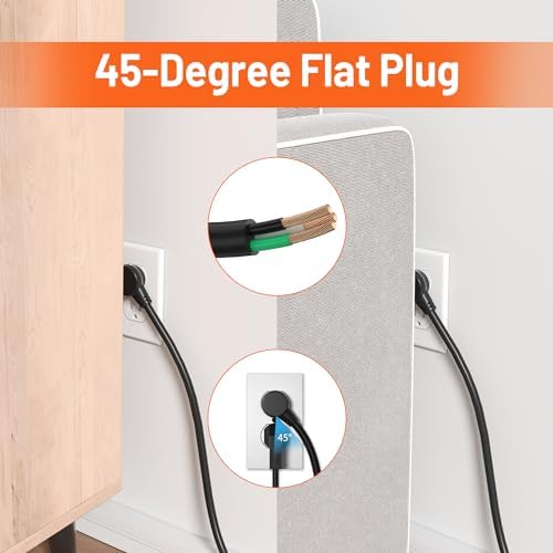 6 Outlet Power Strip 2700J Surge Protector, Heavy Duty Power Strips with 12FT Long Cord and Flat Plug, Wall Mountable Metal Strip for Desk, Garage, Workbench and Kitchen