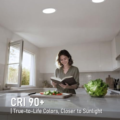 TORCHSTAR 12-Pack 5CCT 8 Inch Ultra-Thin LED Recessed Light, CRI90 18W
