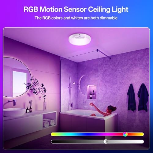 Homelist RGB Rechargeable Shower Motion Sensor Ceiling Light-2 Pack