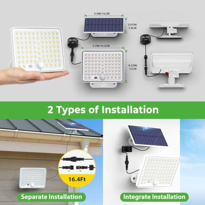 nipify Solar Lights Outdoor,3 Modes Solar Flood Lights Outdoor with Remote Control,IP65 Waterproof Solar Security Lights, 16ft Cable Solar Motion Lights for Outside Yard Garage Garden Dusk to Dawn