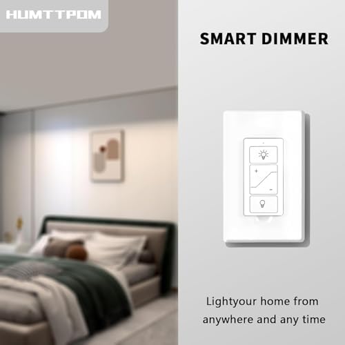 Hummptom Dimmer Switch with Remote Control, Wireless Remote Light Switch, Single Pole Dimmer Light Switch Support 2.4G&5G Compatible with Alexa