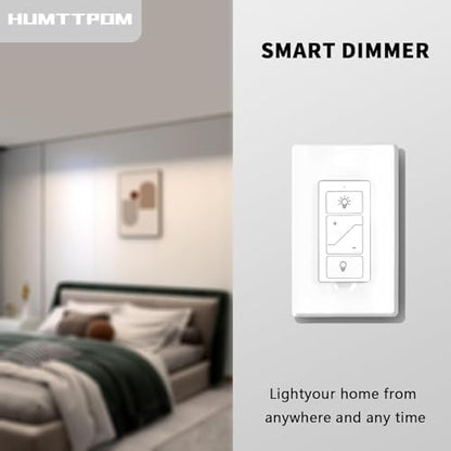 Hummptom Dimmer Switch with Remote Control, Wireless Remote Light Switch, Single Pole Dimmer Light Switch Support 2.4G&5G Compatible with Alexa