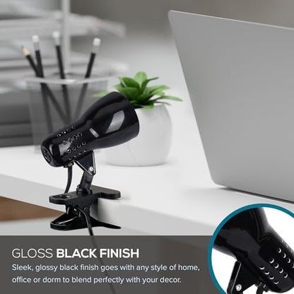 Catalina Lighting Adjustable LED Mini Clip Reading Lamp, Multipurpose Clip Lamp for Office, Dorm, or Bedroom, Smart Home Compatible, LED Bulb Included, 5", Black