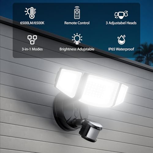 iMaihom 65W Outdoor Motion Sensor Light, Hardwired LED Security Flood Light