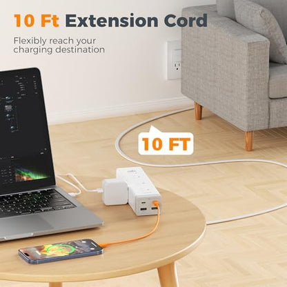 TESSAN Surge Protector Power Strip with 1050J Protection, 10 Ft, Grey