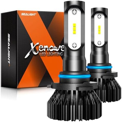 SEALIGHT H10 LED Fog Light Bulbs or DRL, 14000LM 600% Much Brighter Wide-angle Design, 6500K Xenon White 9140 9145 H10 LED Fog Lights, Lighting Range Over 1000FT, Plug and Play with Wire, Pack of 2
