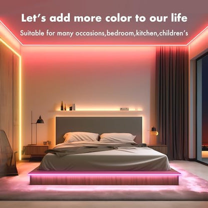 LED neon Lights,50FT RGB Neon Rope Lights,with Remote Control/APP Control,Music Sync,Timer Function,IP67 Waterproof Flexible Neon Strip Lights,for Bedroom Gaming Outdoors Decor