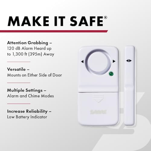 SABRE Wireless Home Security Door Window Burglar Alarm with LOUD 120 dB Siren, DIY EASY to Install, 2-Pack,white