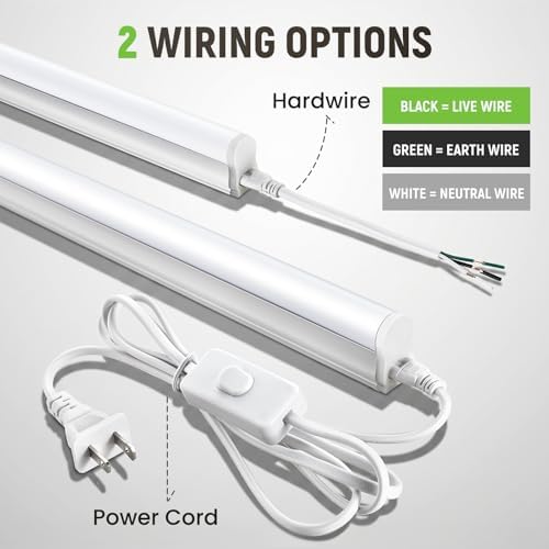 Pak 4FT LED Shop Lights, 2300LM 6500K Cool White, 20W Energy Efficient Linkable Ceiling and Under Cabinet Lighting, T5 Integrated Utility Fixture for Garage, Workshop, Basement, FCC Certified, 8 Pack