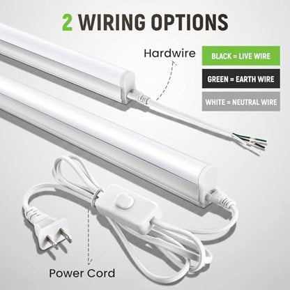 Pak LED Shop Lights, 4FT T5 Integrated Utility Fixture, 2300LM 6500K Cool White, 20W Energy Efficient Linkable LED Tube Lights for Garage, Workshop, Basement, FCC Certified, 2 Pack