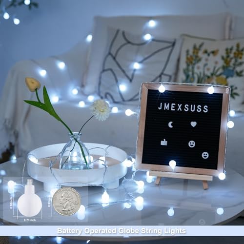 JMEXSUSS 33FT 100 LED Globe White String Lights Battery Operated