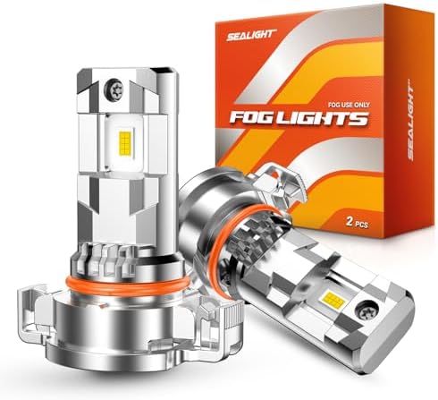 SEALIGHT 2504 LED Fog Light Bulbs, 17000LM 800% Brightness 5202/PS24W/2504/PSX24W Fog Lights LED Bulb for Car, 6500K White Light, 1:1 Size, Pack of 2