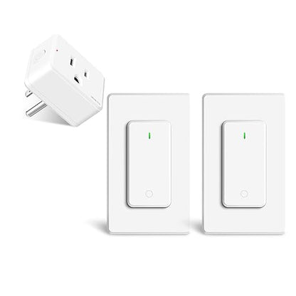Remote Control Outlet,Greencycle 1 Remote Outlet and 2 Switches,Wireless Remote Control Outlet Plug,On/Off Light Switch Wall Mounted,500ft Range,15A 1500W for Household Appliances,No Wiring,White